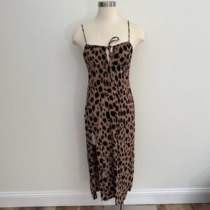 Motel Leopard Print Midi Dress XS